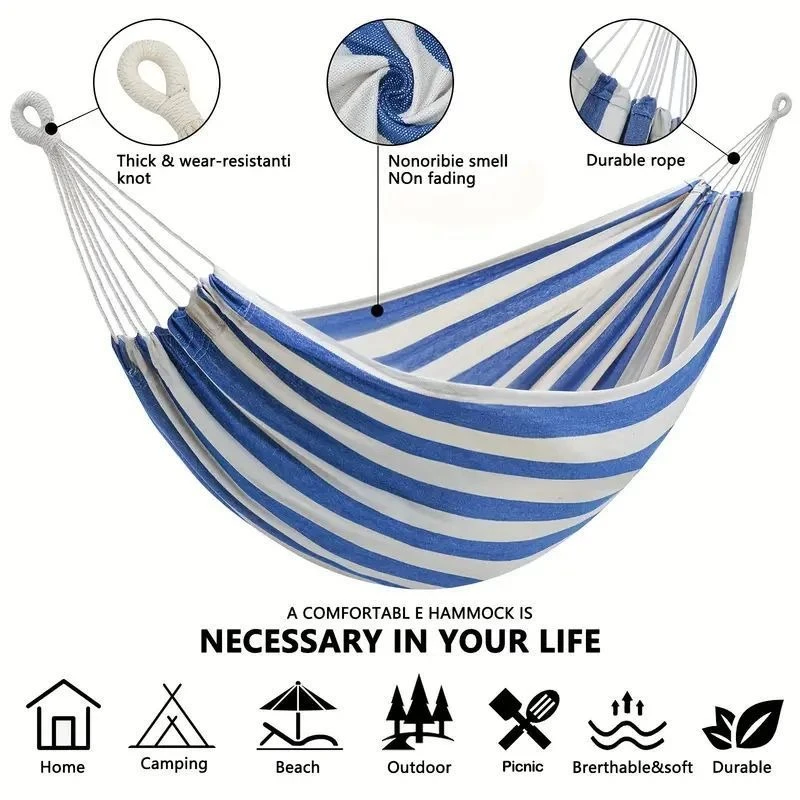 Outdoor Camping Hammock - Canvas No Wooden Stick Hammock Outdoor