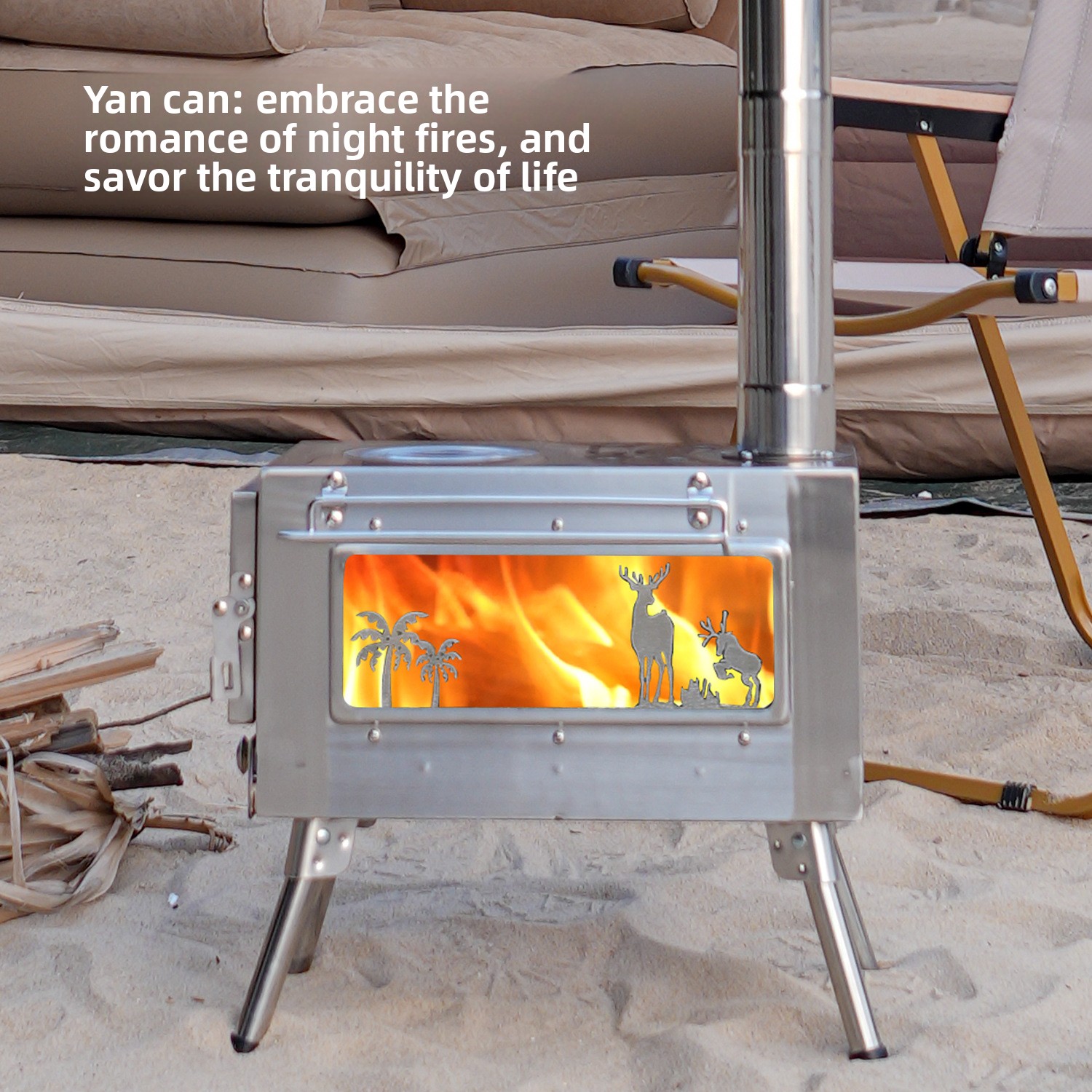 Outdoor Camping Wood Stove - Portable Folding Wood-burning Stove Dual-Purpose Outdoor