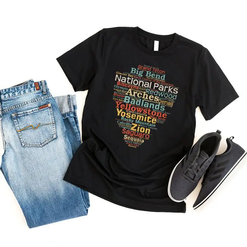 Outdoor Camping List - National Parks Shirt, List Word Cloud