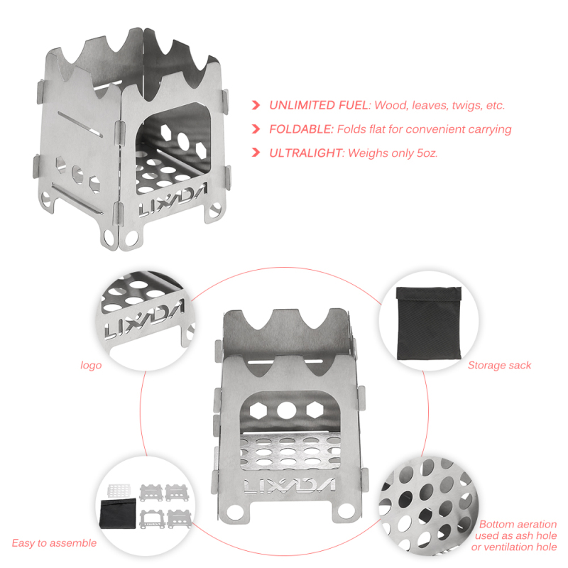 Lixada Titanium/Stainless stee - Outdoor Camping Wood Stove recension och pris