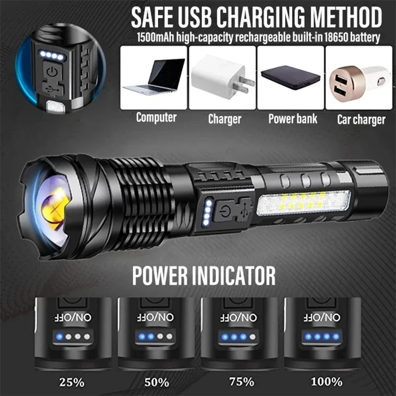 Powerful LED Flashlight Rechar - Outdoor Camping And Fishing recension och pris