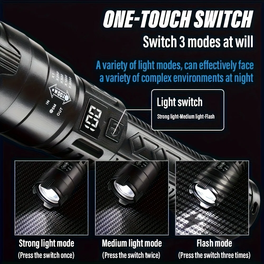 Tactical LED Flashlight 2000LM - Outdoor Camping And Fishing recension och pris
