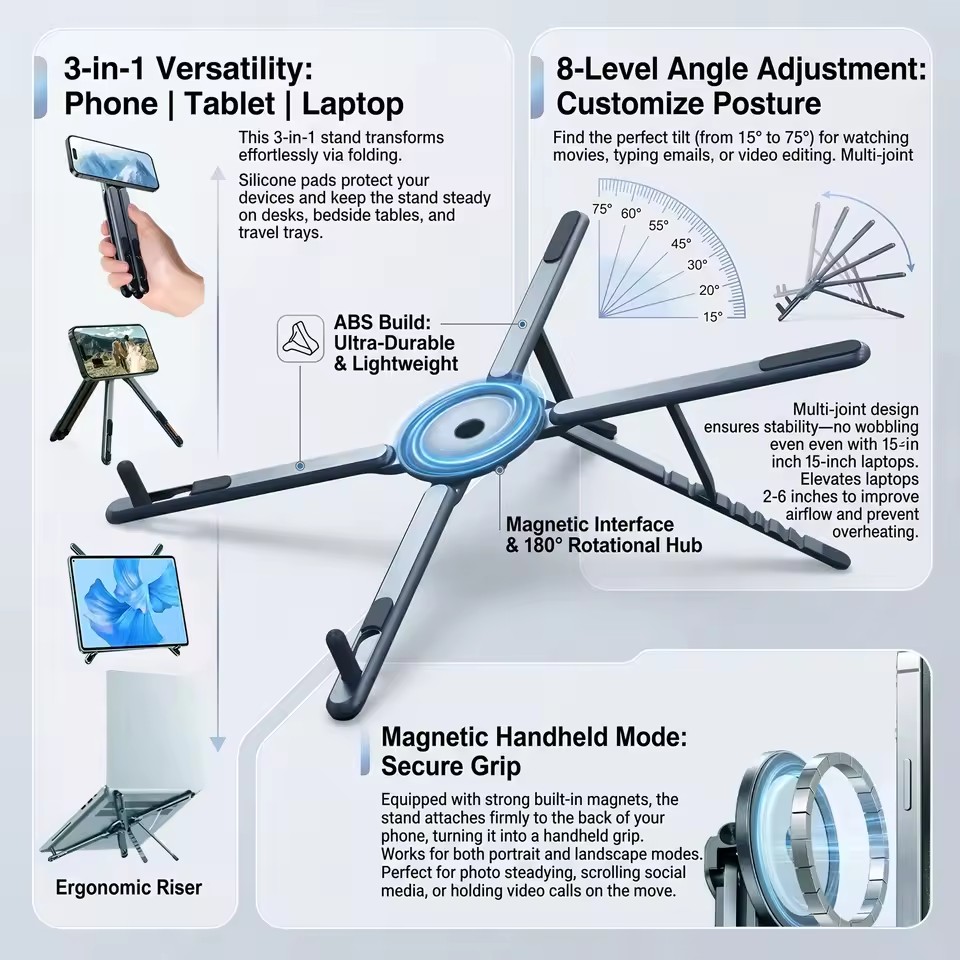 Portable Magnetic Phone Holder - Camp Table Folding recension och pris