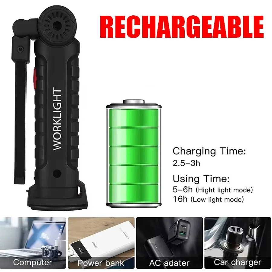 Rechargeable Magnetic Work Lig - Outdoor Camping And Fishing recension och pris