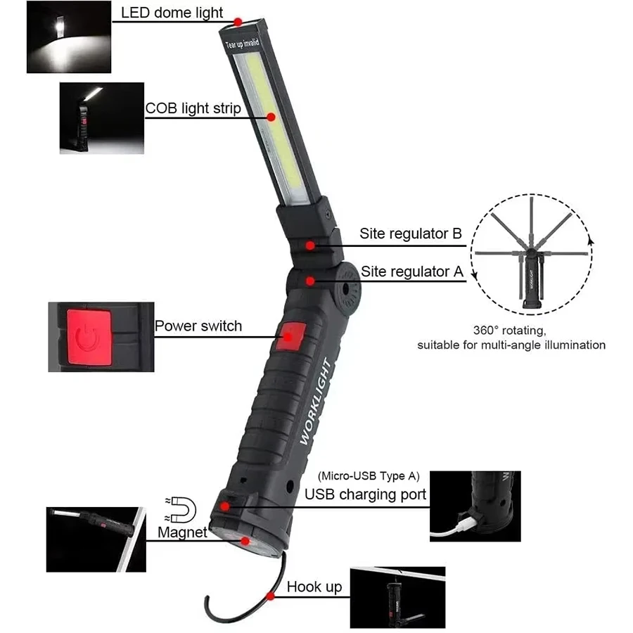 Rechargeable Magnetic Work Lig - Outdoor Camping And Fishing recension och pris
