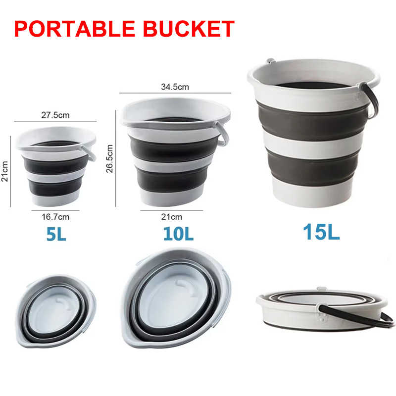 Collapsible Bucket 5L-15L Stri - Outdoor Camping Bin recension och pris