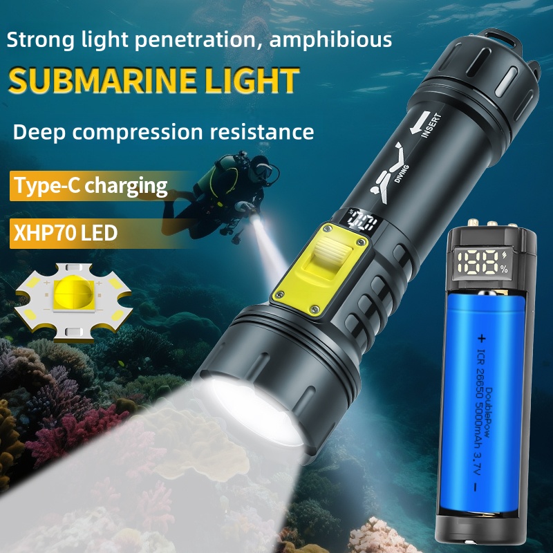 New XHP70 Diving Flashlight IP - Outdoor Camping And Fishing recension och pris