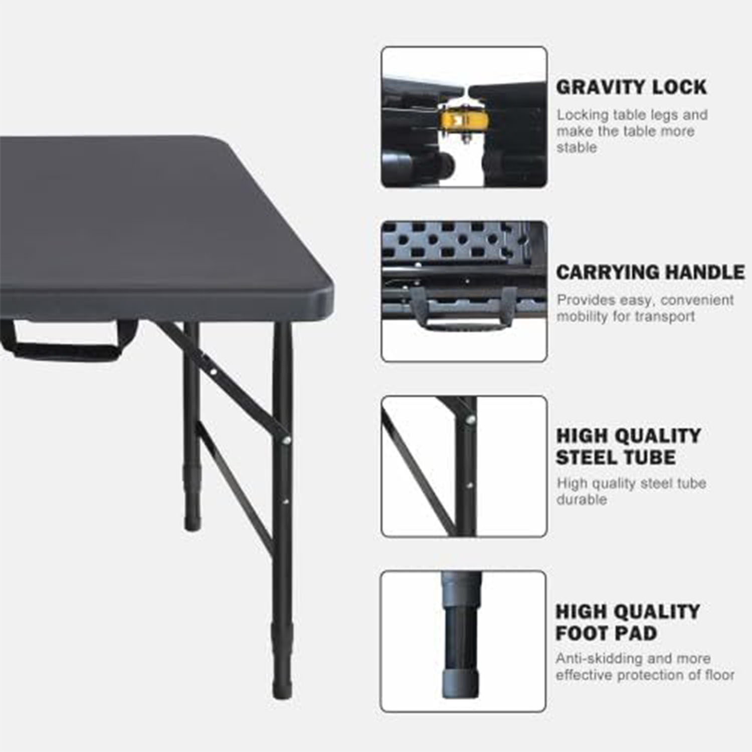 Folding Table 4ft Height Adjus - Camp Table Folding recension och pris