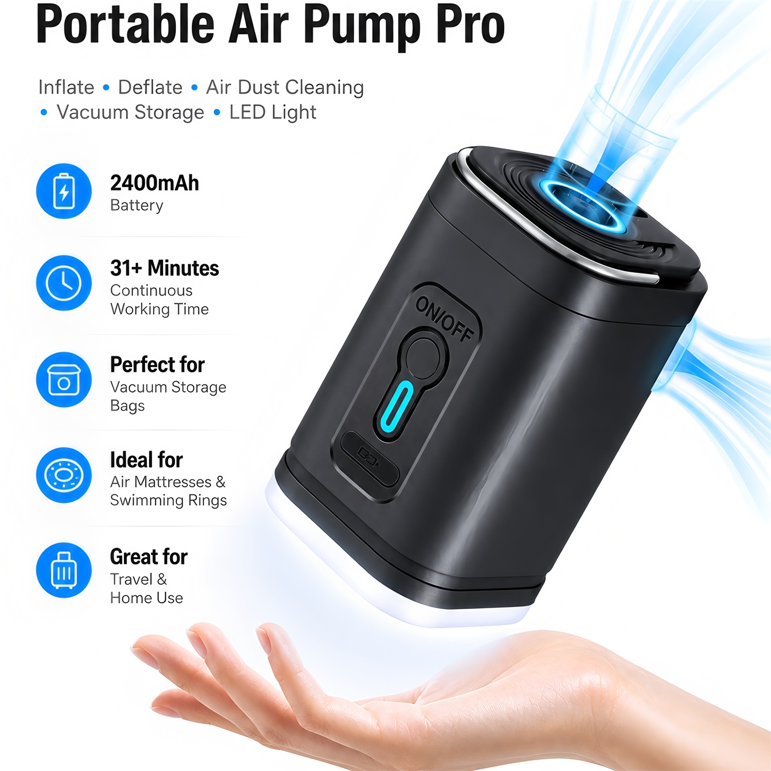 Portable Electric Air Pump Inf - Outdoor Camping Mattress recension och pris