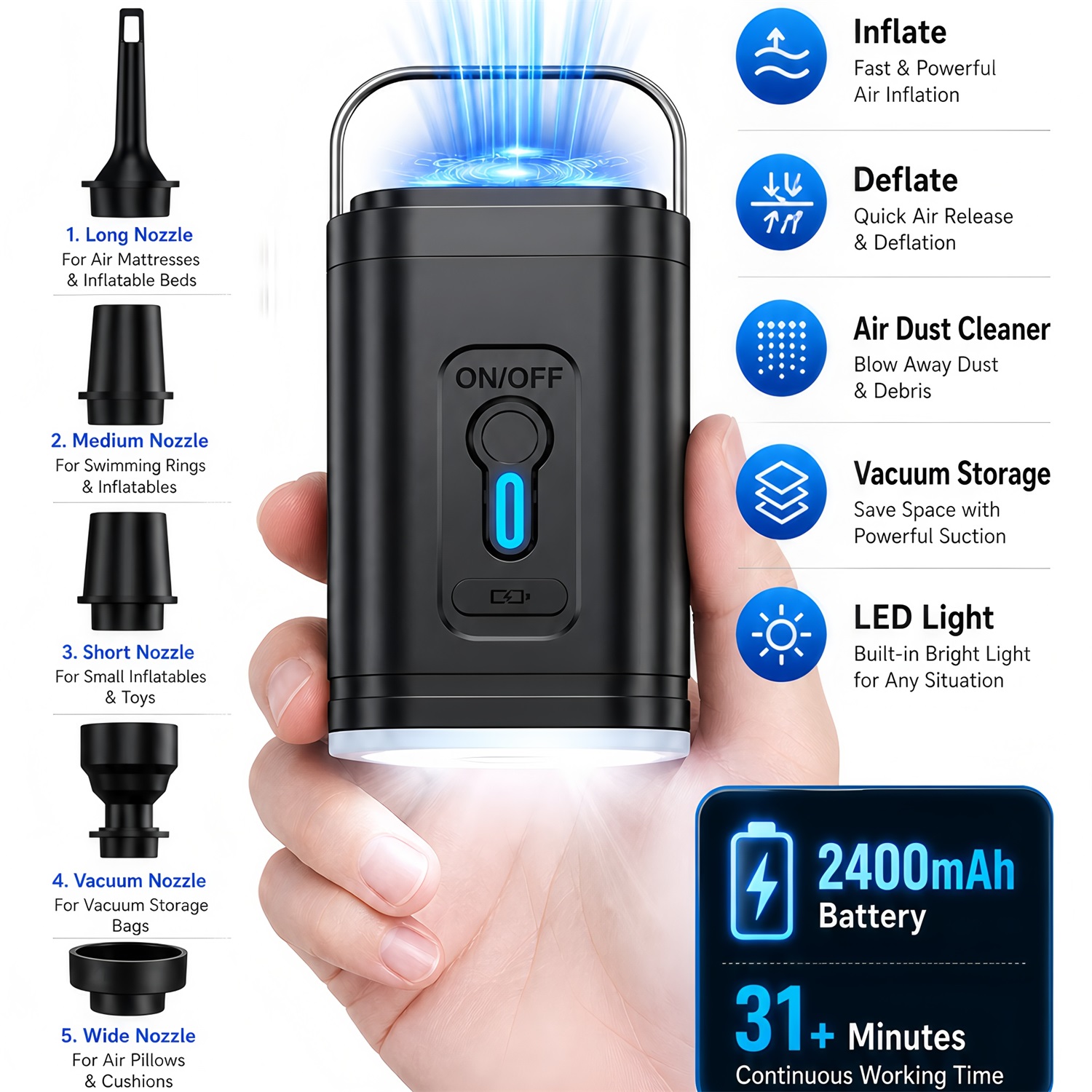 Portable Electric Air Pump Inf - Outdoor Camping Mattress recension och pris