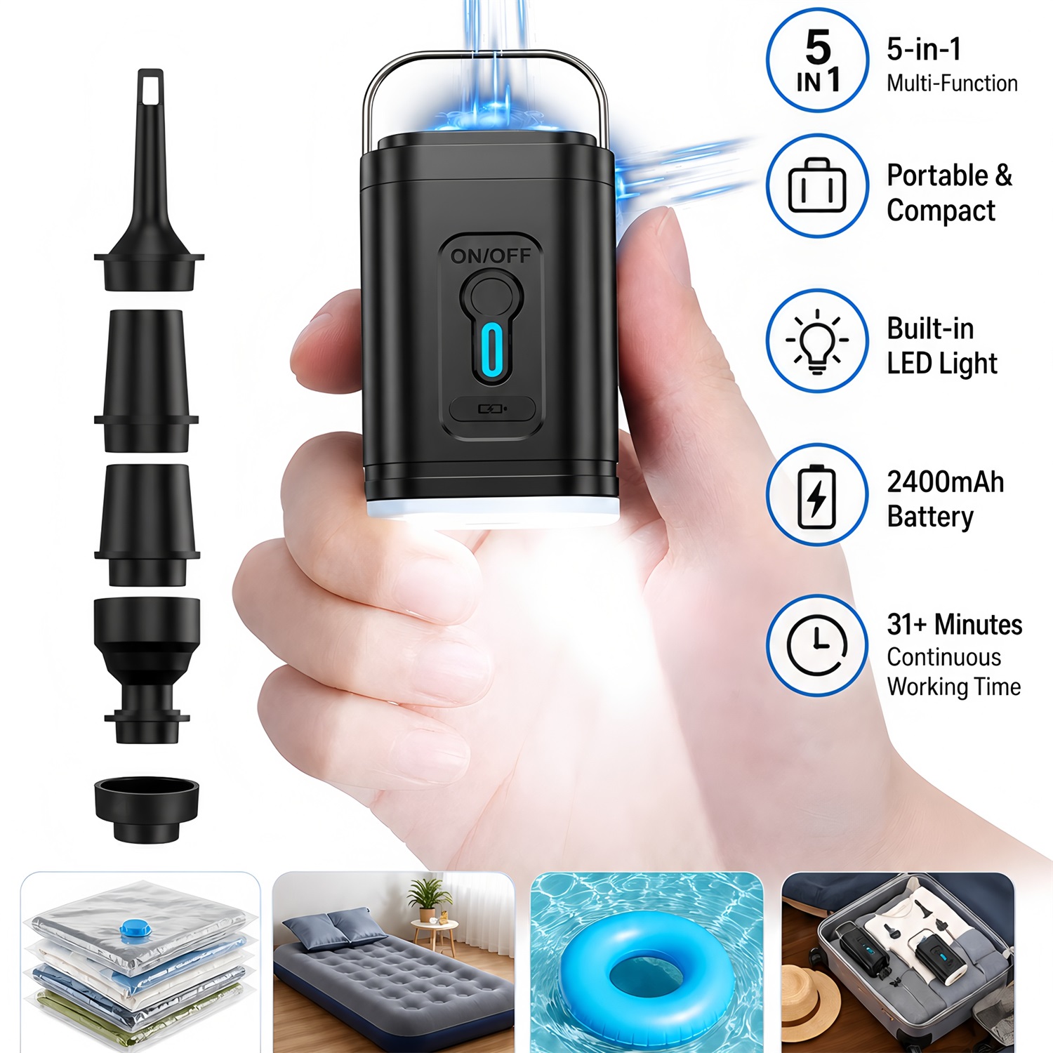 Portable Electric Air Pump Inf - Outdoor Camping Mattress recension och pris